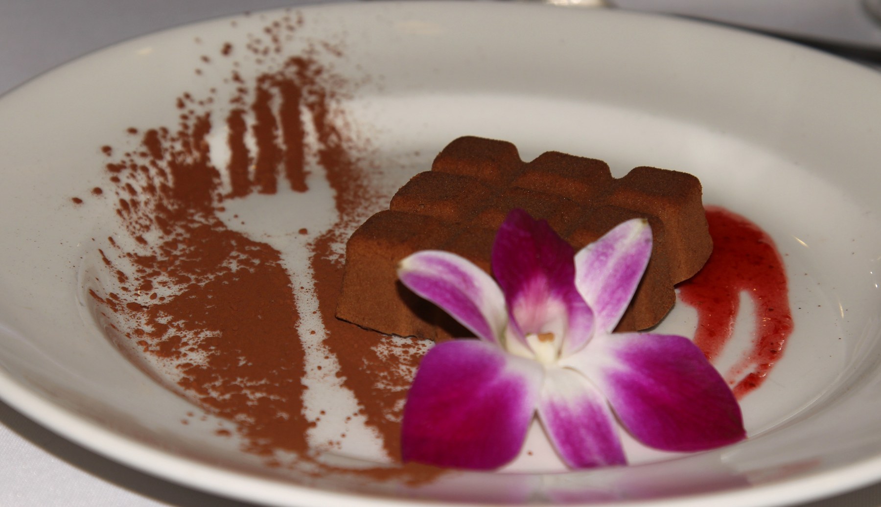 Chocolate mousse dessert at Great Wolf Lodge in Garden Grove, California